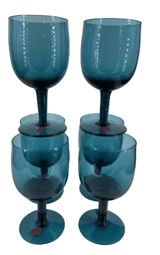 Vintage Italian Cobalt Blue Hand-Blown MCM Glasses | Set of 6 by Bella Cucina – For the table: Glasses