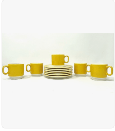 Vintage Italian Giallo e Bianco Espresso Cups and Saucers | Set of 5 by Bella Cucina –