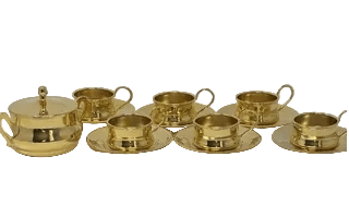 Vintage Italian Gold Sugar bowl + Espresso Cups and Saucers | Set of 6 by Bella Cucina –