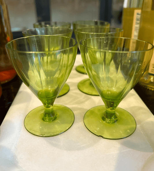 Vintage Italian Green Aperitivo Glassware Set (Set of 6) by Bella Cucina – For the table: Glasses