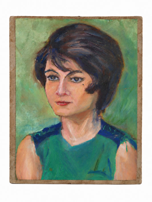 Vintage portrait painting, 12 x 14.5 inches, at Bella Cucina