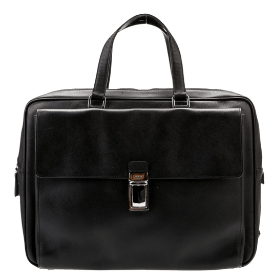 Vintage PRADA Black Leather tote by Bella Cucina – clothing