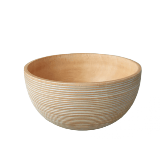 White Striped Mango Wood Bowl by Bella Cucina – serving bowl