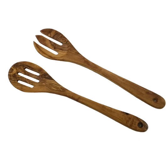 Woodwares: Olive Wood Salad Serving set 10” by Bella Cucina –