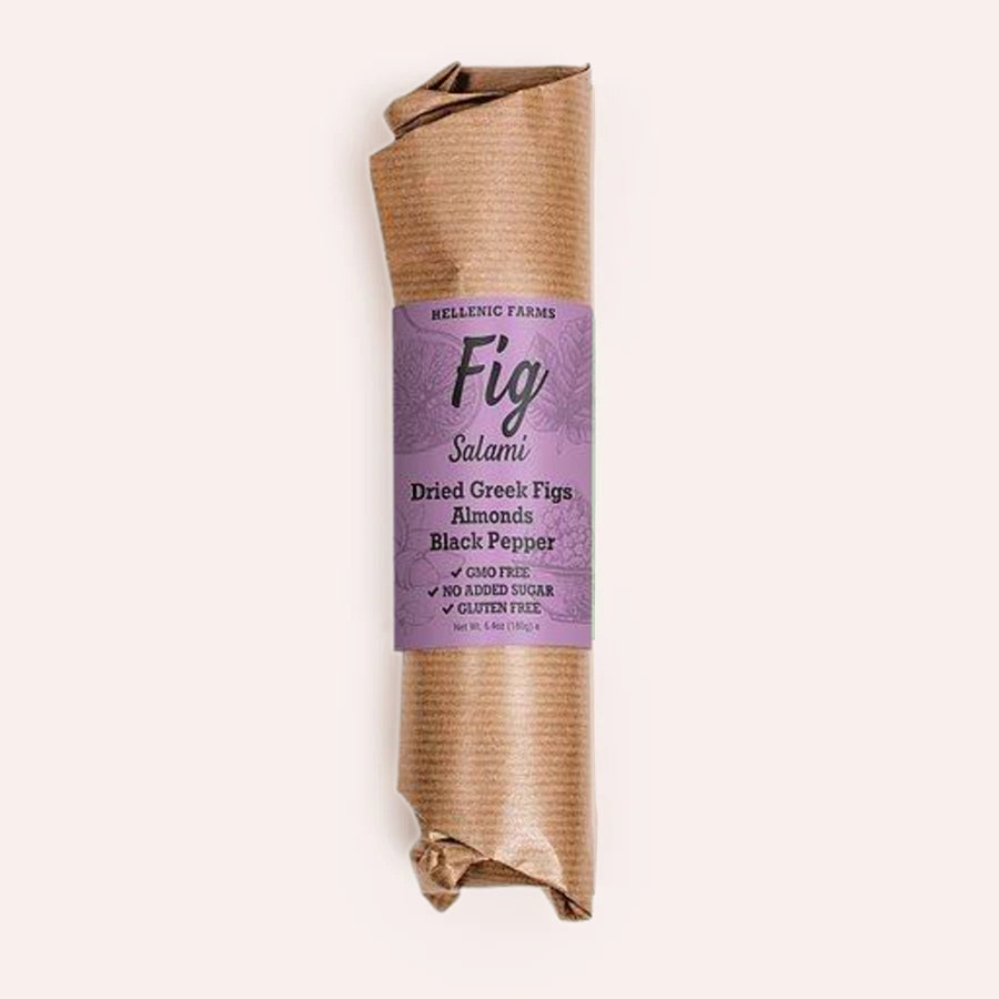 Hellenic Farms Fig Salami: Dried Greek Figs Almonds and Black Pepper