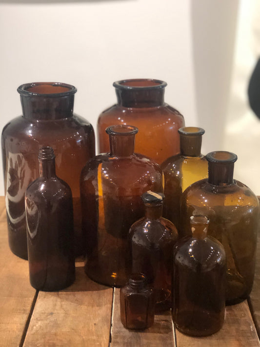 Set of Amber Apothecary Bottles- sold individually