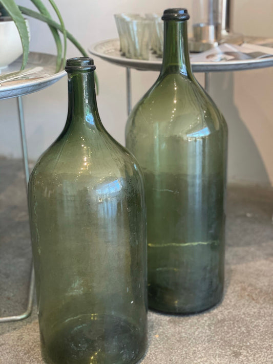 Tall Green Glass Bottle Vase