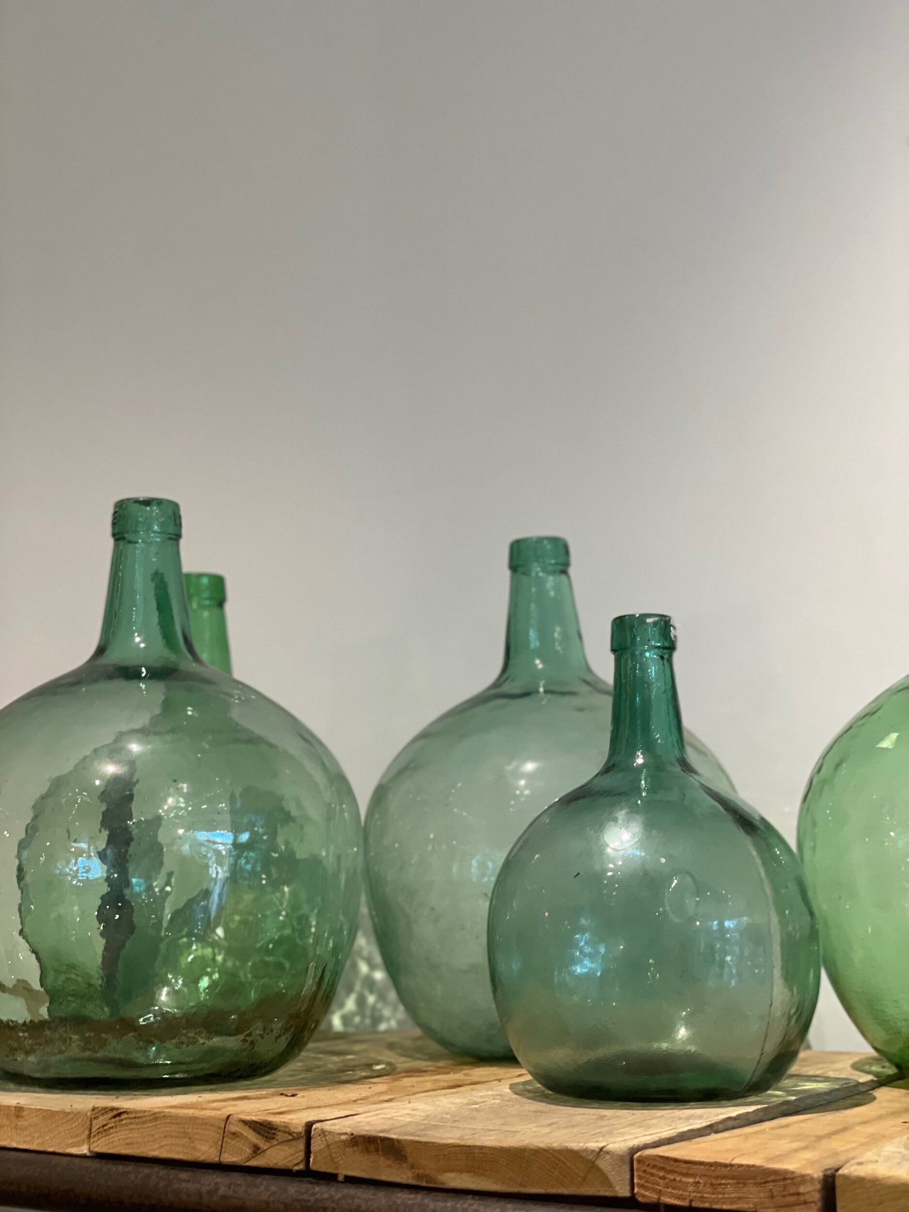 Bella Cucina - French green glass bottle vases - 