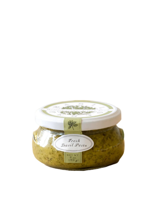 Bella Cucina Fresh Basil Pesto – a handcrafted Italian-inspired pesto made with fresh basil, Parmesan cheese, and olive oil, perfect for pasta, spreads, and dips.