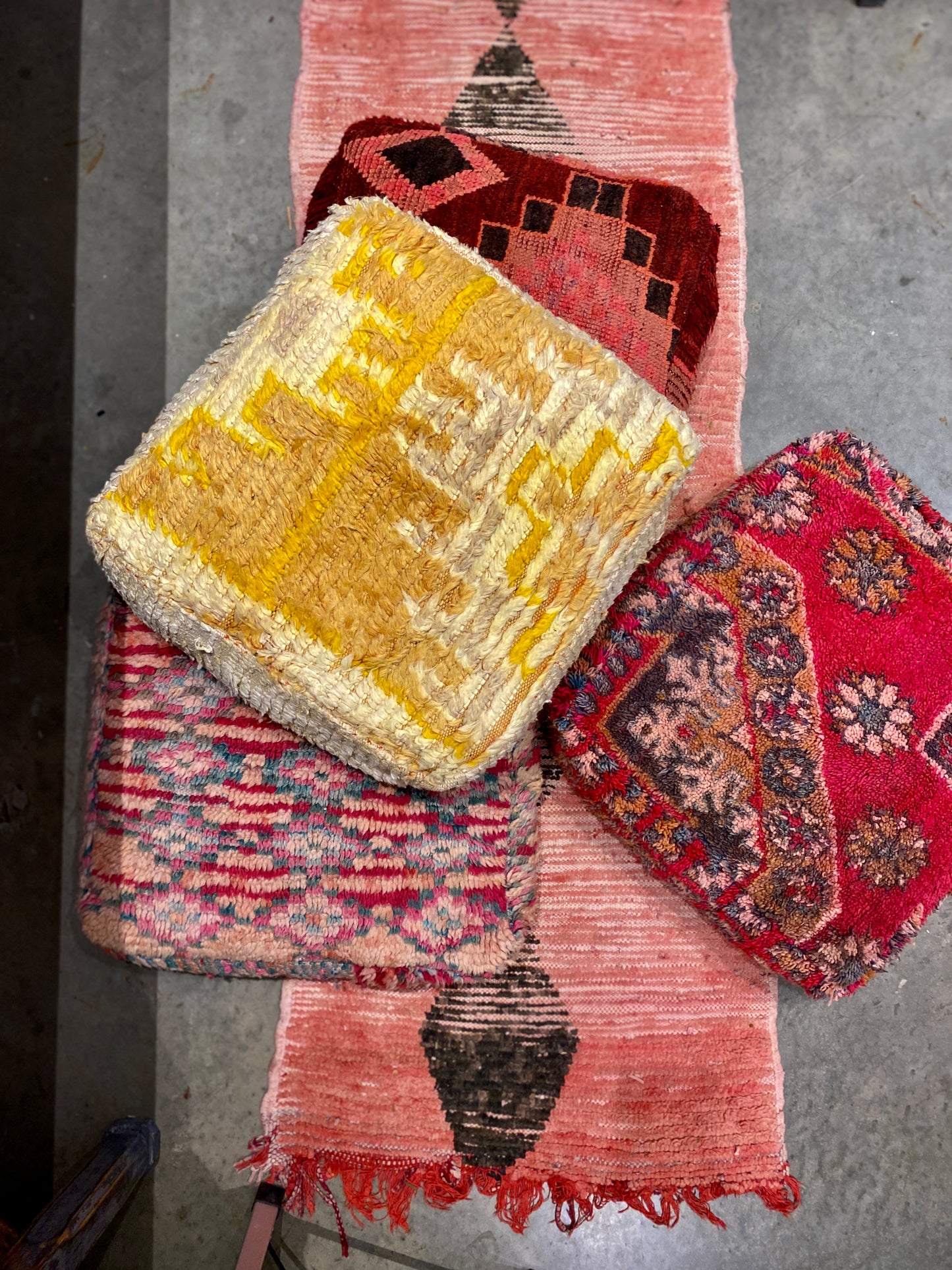 Vintage Moroccan Kilim Poufs- Various colors and patterns-